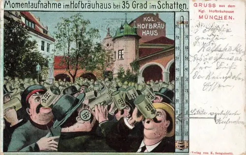 AK München Hofbräuhaus Momentaufnahme Bayern 1907 gelaufen Postkarte