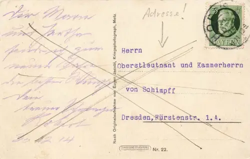 AK 1.WK Kaiser Wilhelm II. westlicher Kriegsschauplatz 1914 gelaufen Patriotika