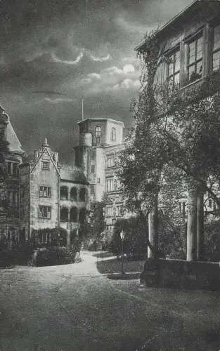 AK Heidelberg Schlosshof Mondschein Baden-Württemberg 1913 gelaufen Postkarte