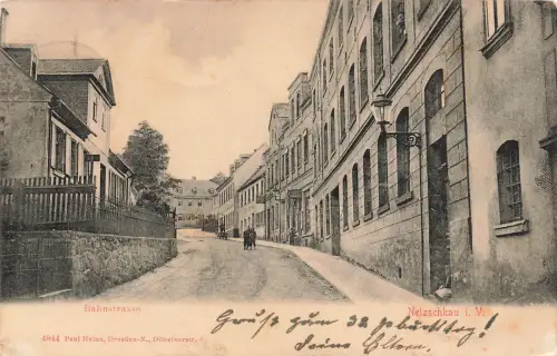 AK Netzschkau Bahnstrasse Sachsen Vogtland 1904 gelaufen Postkarte