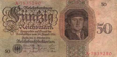 Reichsbanknote 50 Reichsmark 1924 DEU-176a D/A