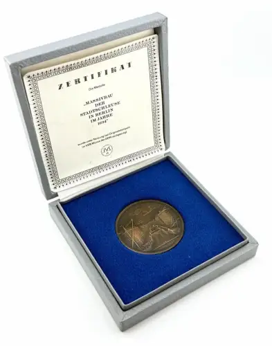 DDR Medaille Massivbau der Stadtschleuße in Berlin mit Zertifikat 1987