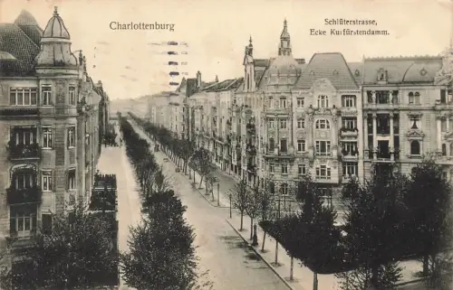 AK Charlottenburg Schlüterstrasse Ecke Kurfürstendamm Berlin 1912 gelaufen