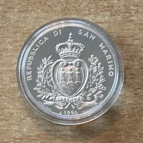 San Marino 10000 Lire 1996 Wolf Tierwelt Silber, PP