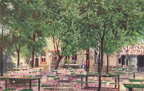 AK Greiz Waldhaus Gartenansicht Thüringen Vogtland ungelaufen Postkarte