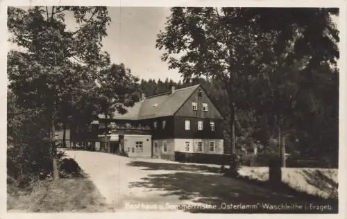 AK Waschleithe Gasthaus Osterlamm Sachsen Erzgebirge 1931 gelaufen Postkarte