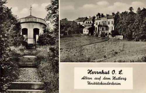 AK Herrnhut Altan Hutberg Unitätskinderheim Oberlausitz Sachsen 1957 gelaufen