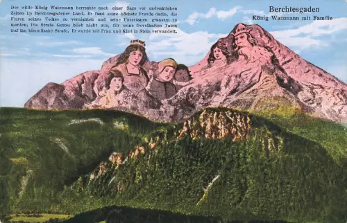 AK Berchtesgaden König Watzmann Familie Bayern ungelaufen Postkarte
