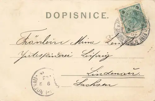 AK Könighof an der Elbe Stadtansicht Böhmen 1902 gelaufen Postkarte