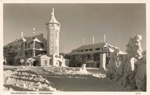 AK Keilberg Keilbergerhotel Winter Erzgebirge Böhmen 1935 ungelaufen Postkarte