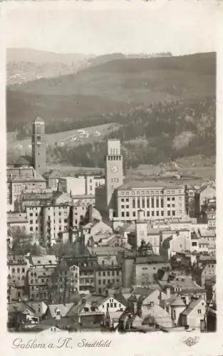 AK Gablonz Jablonec nad Nisou Stadtbild Böhmen 1939 gelaufen Postkarte