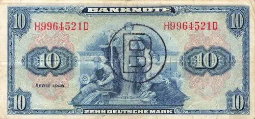 10 Mark 1948, B- Stempel, Ausgabe West Berlin, Ro. 239a