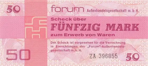 DDR Banknote 50 Mark Forum 1979 Ro: 371b Ersatznote Kassenfrisch / UNC