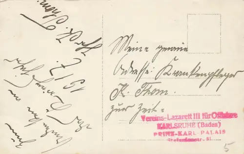 Foto AK 1.WK Portrait Rot-Kreuz Sanitäter Lazarett für Offiziere Karlsruhe