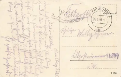 Teilansicht mit Kirche Flensburg Schleswig-Holstein Postkarte AK 1940