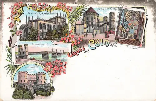 AK Köln Museum Kirche Brücke Hahnentor Nordrhein-Westfalen Postkarte Litho