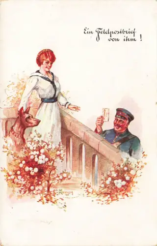 AK 1.WK Ein Feldpostbrief von Ihm! Frau 1916 gelaufen Patriotika Postkarte