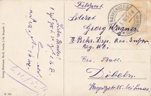 AK 1.WK Ein Feldpostbrief von Ihm! Frau 1916 gelaufen Patriotika Postkarte