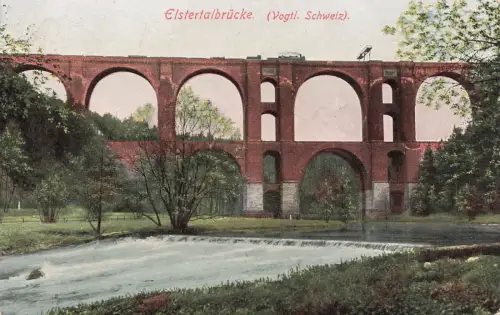 AK Plauen Elsterthalbrücke Sachsen Vogtland 1924 gelaufen Postkarte
