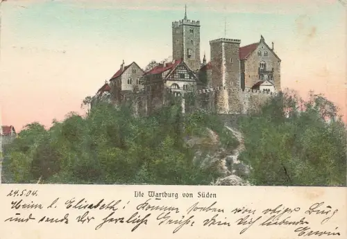 AK Eisenach Wartburg Thüringen 1904 gelaufen Postkarte