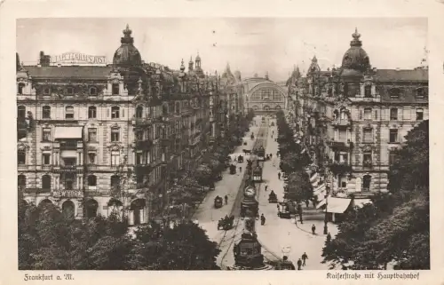 AK Frankfurt am Main Kaiserstraße Hauptbahnhof Hessen 1916 gelaufen Postkarte