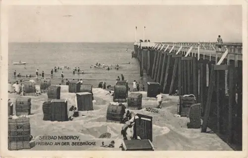 AK Misdroy Seebad Freibad Seebrücke Pommern gelaufen Postkarte