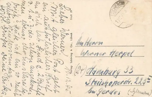 AK Stettin Baumbrücke Getreidesilo Hafen Pommern 1945 gelaufen Postkarte