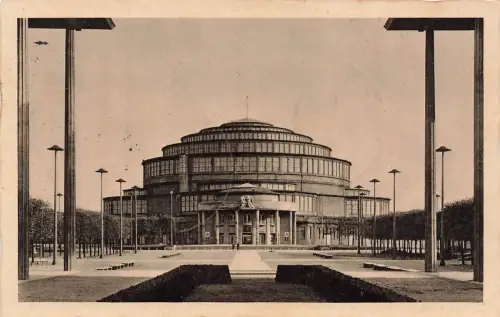 AK Breslau Jahrhunderthalle Schlesien 1938 gelaufen Postkarte