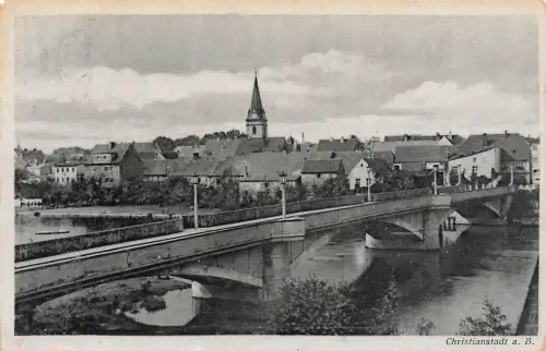 AK Christianstadt Fluss Bober Brücke Kirche Ostbrandenburg 1942 Postkarte