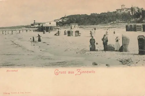 AK Zinnowitz Herrenbad Menschen Mecklenburg-Vorpommern ungelaufen Postkarte