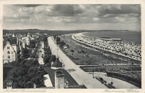 AK Schwinemünde Seebad Panorama Westen Pommern 1934 gelaufen Postkarte