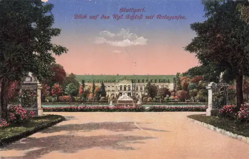 AK Stuttgart Schloss Anlagenfee Baden-Württemberg 1916 gelaufen Postkarte