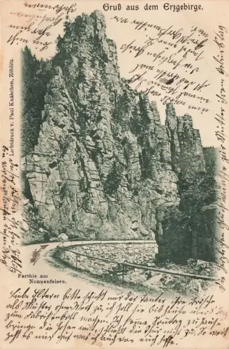 AK Marienberg Parthie Nonnenfelsen Erzgebirge Sachsen 1903 gelaufen Postkarte