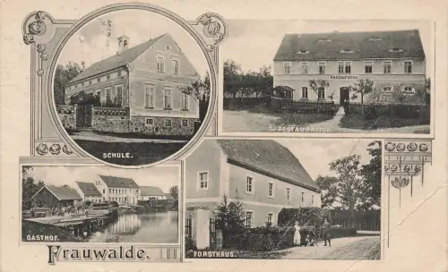 AK Frauwalde Gasthof Restauration Schule Forsthaus Sachsen 1902 Postkarte