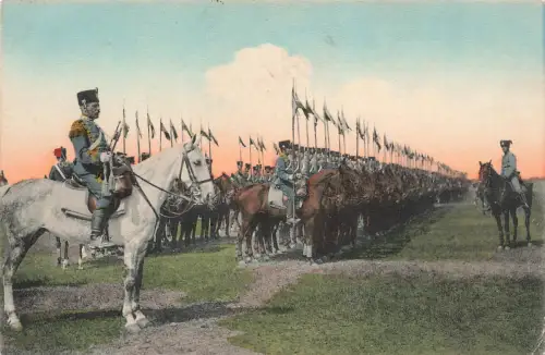 AK 1.WK Appell Husaren Regiment Nr. 18 König Albert Großenhain Sachsen 1917