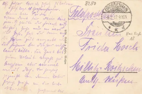 AK 1.WK Appell Husaren Regiment Nr. 18 König Albert Großenhain Sachsen 1917