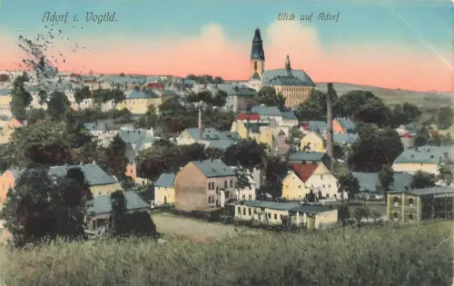 AK Adorf Stadtansicht Kirche Vogtland Sachsen 1912 gelaufen Postkarte