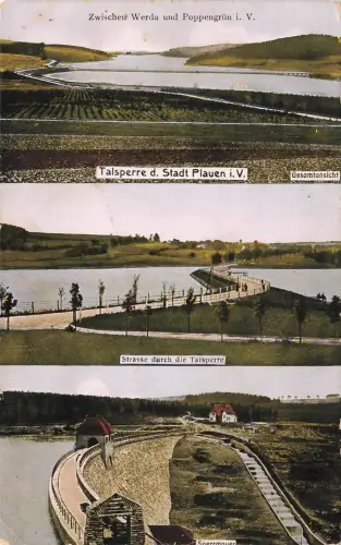 AK Plauen Talsperre Sperrmauer Vogtland Sachsen 1914 gelaufen Postkarte