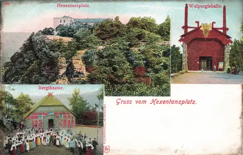 AK Thale Hexentanzplatz Walpurgishalle Bergtheater Sachsen-Anhalt Postkarte