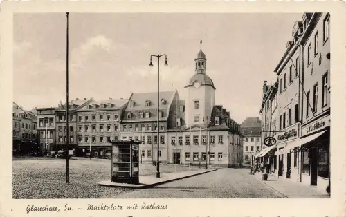 AK Glauchau Marktplatz Rathaus Apotheke Sachsen ungelaufen Postkarte