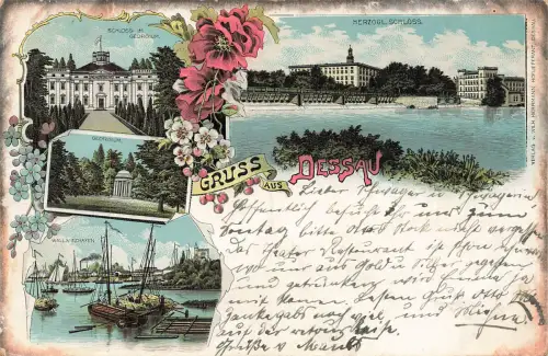 AK Dessau Schloss Wallwitzhafen Georgium Sachsen-Anhalt 1903 Postkarte Litho