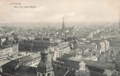 AK Leipzig Werbekarte Stadtansicht Kirche Sachsen 1907 gelaufen Postkarte