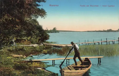 AK Masuren Partie Mauersee Insel Upatten Ostpreußen ungelaufen Postkarte