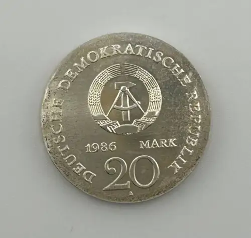 20 Mark 1986 Jacob Wilhelm Grimm Silber DDR Gedenkmünze