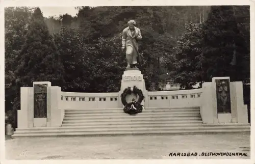 AK Karlsbad Karlovy Vary Beethoven Denkmal Böhmen ungelaufen Postkarte