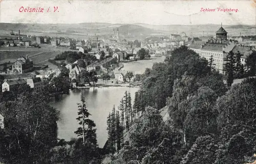 AK Oelsnitz Schloss Voigtsberg Stadtansicht Vogtland Sachsen 1913 Feldpostkarte