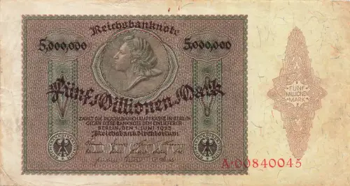 5 Millionen Mark 01.06.1923 Reichsbanknote DEU-100