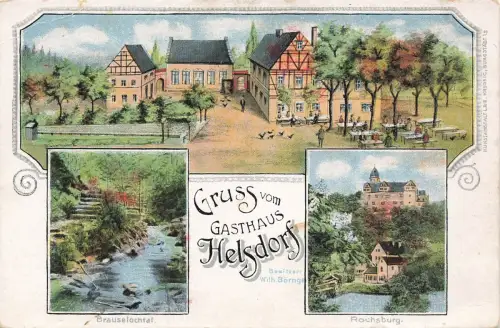 AK Helsdorf Gasthaus Rochsburg Brauselochtal Sachsen ungelaufen Postkarte