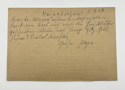 Kriegsgefangenenpost Russland / UdSSR Rotes Kreuz 1947 Kgf - Lager 232/a