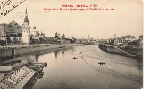 AK Moskau Kreml Moskwa Fluss Stadtansicht Russland 1902 gelaufen Postkarte